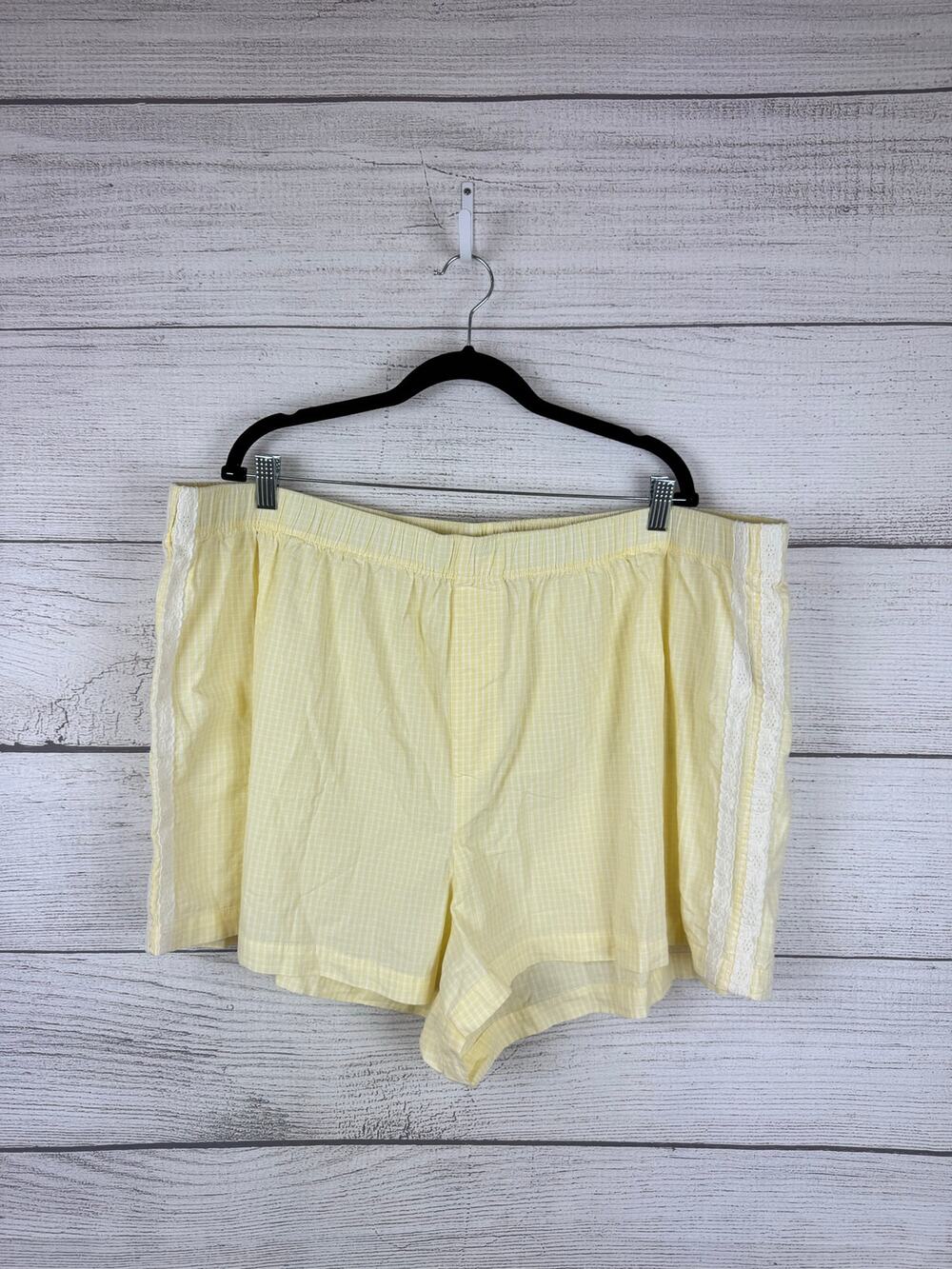 Old Navy Plus Size Yellow & White Gingham Eyelet Stripe Boxer Shorts Size 3X